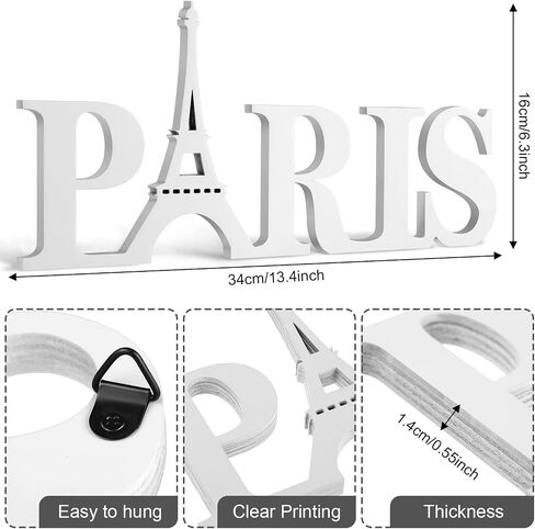 Paris Decor for Bedroom Wooden Paris Themed Wall Decor Paris Wooden Letters Eiffel Tower Decor, Paris Wood Sign Decor Art for Girls Bedroom Bathroom French Room Home Wall Art (Black) in Saudi Arabia