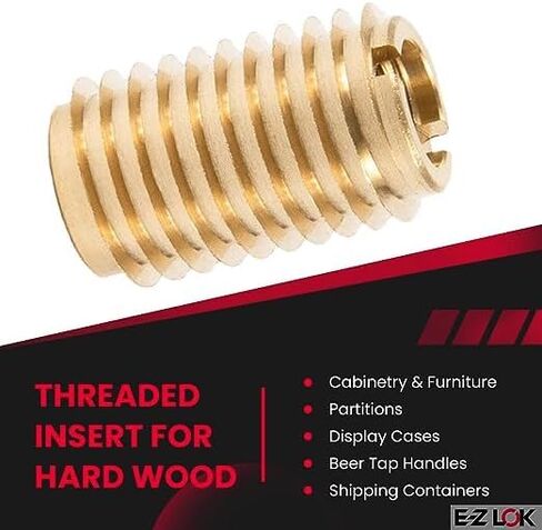 E-Z LOK 400-610 حشوة ملولبة للخشب الصلب، حشوات خيط نحاسية، 3/8-16 خيوط داخلية، طول 1.00 بوصة، عبوة من 10 قطع in Saudi Arabia