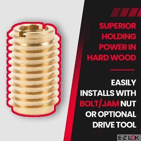 E-Z LOK 400-610 حشوة ملولبة للخشب الصلب، حشوات خيط نحاسية، 3/8-16 خيوط داخلية، طول 1.00 بوصة، عبوة من 10 قطع in Saudi Arabia