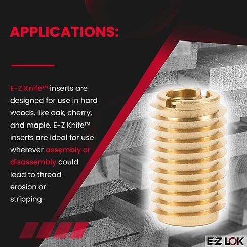 E-Z LOK 400-610 حشوة ملولبة للخشب الصلب، حشوات خيط نحاسية، 3/8-16 خيوط داخلية، طول 1.00 بوصة، عبوة من 10 قطع in Saudi Arabia