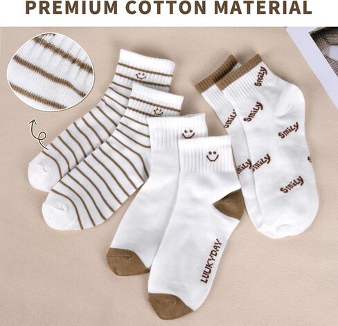 Women's Cute Crew Socks Cartoon Embroidered Smile Casual Cotton Fun Novelty Socks 5/10 Pairs in Saudi Arabia