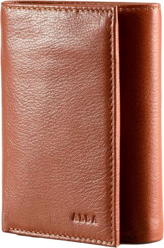 Alba Classic Trifold Nappa Leather Wallet For Men II Handmade II Minimalist II RFID Protected (Tan) in Saudi Arabia