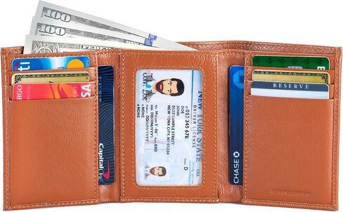 Alba Classic Trifold Nappa Leather Wallet For Men II Handmade II Minimalist II RFID Protected (Tan) in Saudi Arabia