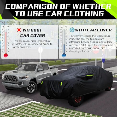 غطاء سيارة DREAMIZER لسيارة Toyota Tacoma 2016-2022 2023، غطاء سيارة مقاوم للماء في جميع الأحوال الجوية للسيارات، غطاء كامل خارجي للحماية من أشعة الشمس فوق البنفسجية مع ستة أشرطة عاكسة in Kuwait