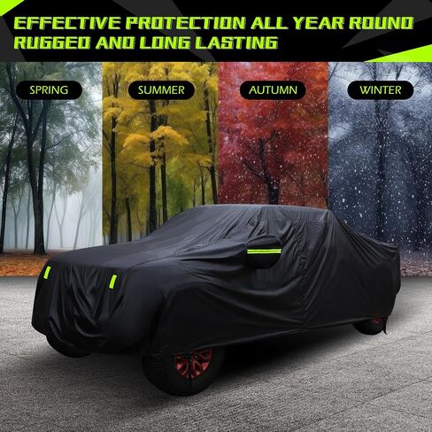 غطاء سيارة DREAMIZER لسيارة Toyota Tacoma 2016-2022 2023، غطاء سيارة مقاوم للماء في جميع الأحوال الجوية للسيارات، غطاء كامل خارجي للحماية من أشعة الشمس فوق البنفسجية مع ستة أشرطة عاكسة in Kuwait