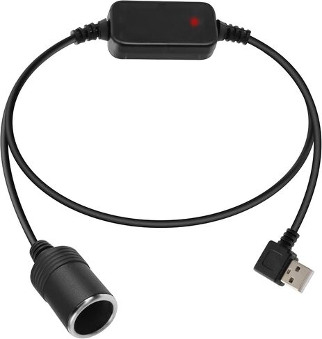 GELRHONR الزاوية اليمنى USB إلى محول ولاعة السجائر، 5 فولت USB A التوصيل إلى 12 فولت مقبس ولاعة السجائر أنثى محول سلك محول لنظام تحديد المواقع العالمي (GPS)، كاميرا داش، كلب إلكتروني (120 سم) in Saudi Arabia