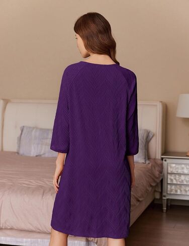 Ekouaer Women Zipper Robes 3/4 Sleeve Ribbed Knit Bathrobe Lightweight Knee Length Loungewear Housecoat with Pockets S-3XL in Saudi Arabia