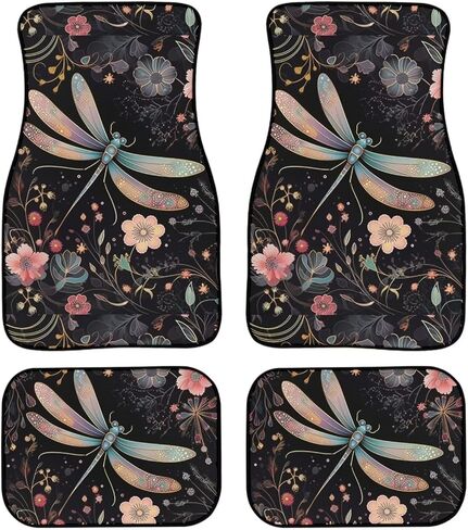 Galaxy Moon Star Car Floor Mats for Women Full Set of 4 Pack for SUV Sedan Truck Van Automotive Interior Accessories Boho Flower Carpet Car Mats Black in Saudi Arabia