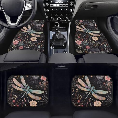 Galaxy Moon Star Car Floor Mats for Women Full Set of 4 Pack for SUV Sedan Truck Van Automotive Interior Accessories Boho Flower Carpet Car Mats Black in Saudi Arabia