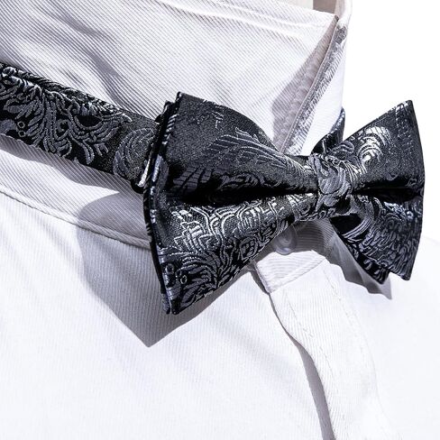 Barry.Wang Bow Ties for Men Paisley Floral Pre-tie Tuxedo Bowtie Set with Handkerchief Cufflinks Wedding Party in Saudi Arabia
