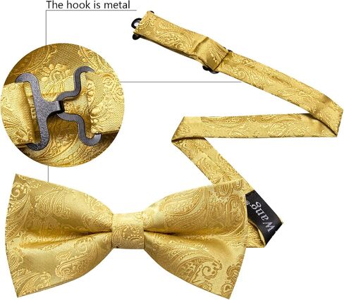 Barry.Wang Bow Ties for Men Paisley Floral Pre-tie Tuxedo Bowtie Set with Handkerchief Cufflinks Wedding Party in Saudi Arabia