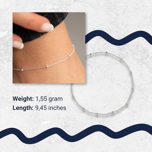 925 Sterling Silver Anklet for Women | Cubic Zirconia Ankle Bracelet | 9.8 Inch Chain Jewelry | Gift for Your Love in Saudi Arabia