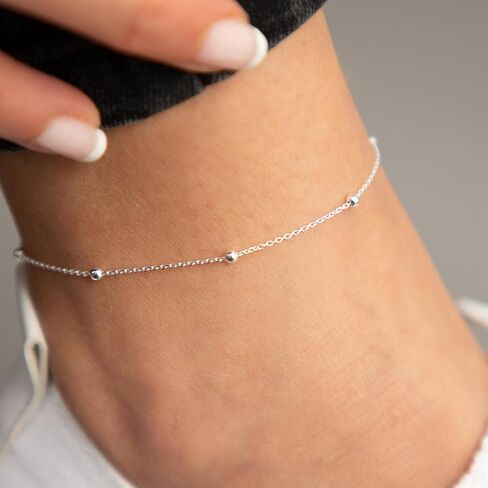 925 Sterling Silver Anklet for Women | Cubic Zirconia Ankle Bracelet | 9.8 Inch Chain Jewelry | Gift for Your Love in Saudi Arabia