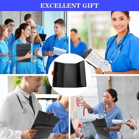 Upgraded Nursing Clipboard Portability Nursing Clipboard Foldable with Quick Access Medical References & Nursing Cheat Sheet Notepad for Nurses and Doctors (Black) in Saudi Arabia