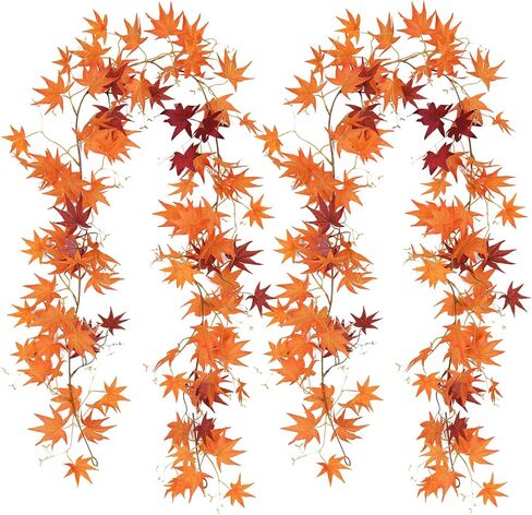 أوراق القيقب الاصطناعية فاينز جارلاند 2 قطعة 5.7 قدم كرمة حريرية وهمية الخريف القيقب جارلاند الخريف يترك النباتات الخضراء المعلقة ديكور للمنزل الخارجي والداخلي ومدفأة عيد الشكر (بورجوندي) in Kuwait