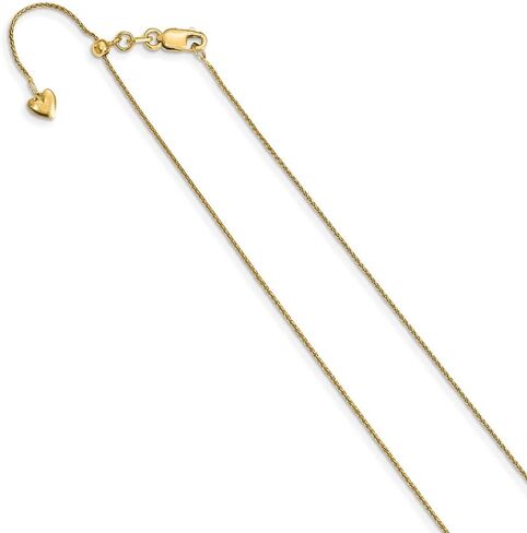 Diamond2Deal 14K Yellow Gold Adjustable .8 mm Diamond-cut Wheat Chain Necklace 26" in Saudi Arabia