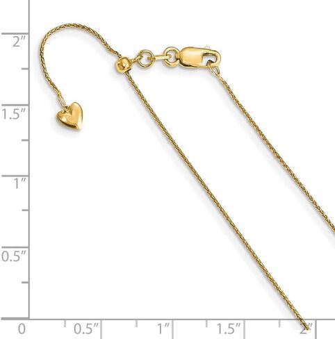 Diamond2Deal 14K Yellow Gold Adjustable .8 mm Diamond-cut Wheat Chain Necklace 26" in Saudi Arabia
