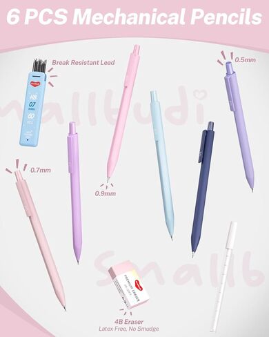40PCS Aesthetic School Supplies with Cute Pen Case, 12 Color Pastel Highlighters, 5 Quick Dry Retractable Black Ink Pens, 6 Pastel Mechanical Pencil 0.5 & 0.7 mm for Student Stationary in Saudi Arabia