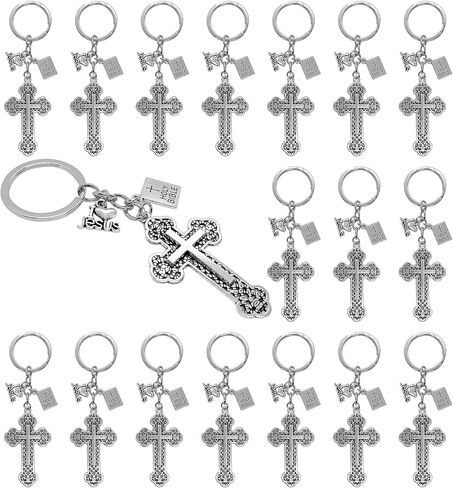 40PCS Cross Key Chains Jesus Cross Book Holy Bible Pendants Keyrings Religious Door Car Key Holders Jesus Key Rings Religious Favors for Christians Easter Prayer Gifts in Saudi Arabia