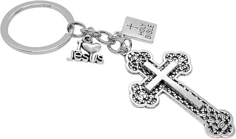 40PCS Cross Key Chains Jesus Cross Book Holy Bible Pendants Keyrings Religious Door Car Key Holders Jesus Key Rings Religious Favors for Christians Easter Prayer Gifts in Saudi Arabia