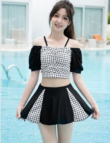 Girls' Bikini Sets 2 Piece Swimsuits Check Print Ruffled Bathing Suit Kids Swimwear Beach Shorts in Saudi Arabia