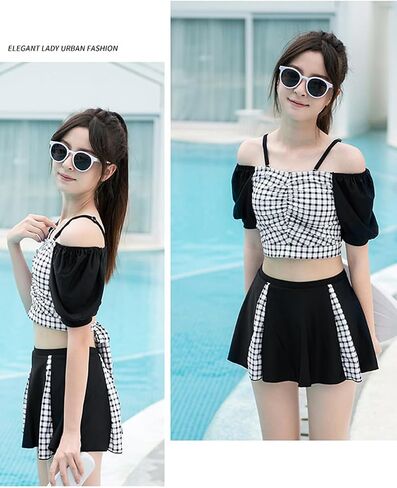 Girls' Bikini Sets 2 Piece Swimsuits Check Print Ruffled Bathing Suit Kids Swimwear Beach Shorts in Saudi Arabia