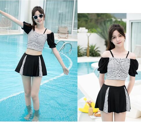 Girls' Bikini Sets 2 Piece Swimsuits Check Print Ruffled Bathing Suit Kids Swimwear Beach Shorts in Saudi Arabia