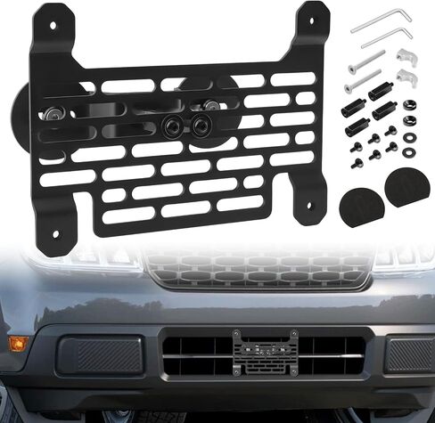 Universal License Plate Frames Front License Plate Bracket, no Drill Front License Plate Holder Compatible with Ford Maverick 2022-2024 (Black) | Fits Most of Vehicle Front Grille in Saudi Arabia