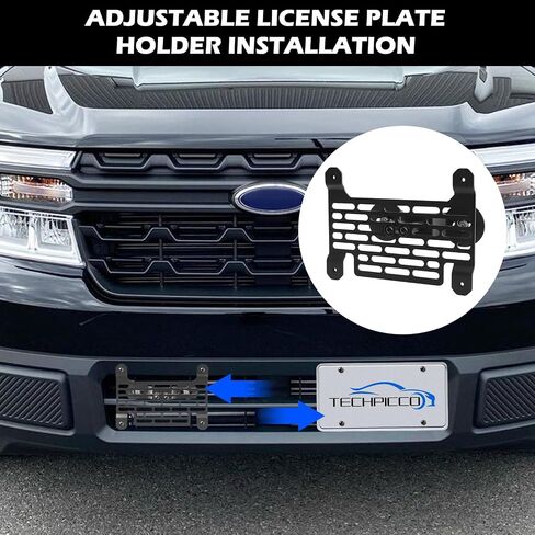 Universal License Plate Frames Front License Plate Bracket, no Drill Front License Plate Holder Compatible with Ford Maverick 2022-2024 (Black) | Fits Most of Vehicle Front Grille in Saudi Arabia