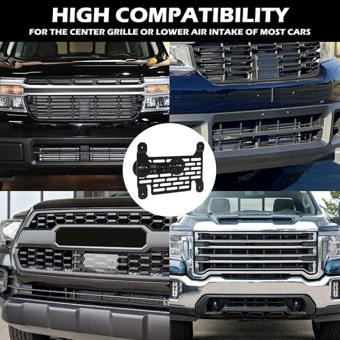 Universal License Plate Frames Front License Plate Bracket, no Drill Front License Plate Holder Compatible with Ford Maverick 2022-2024 (Black) | Fits Most of Vehicle Front Grille in Saudi Arabia