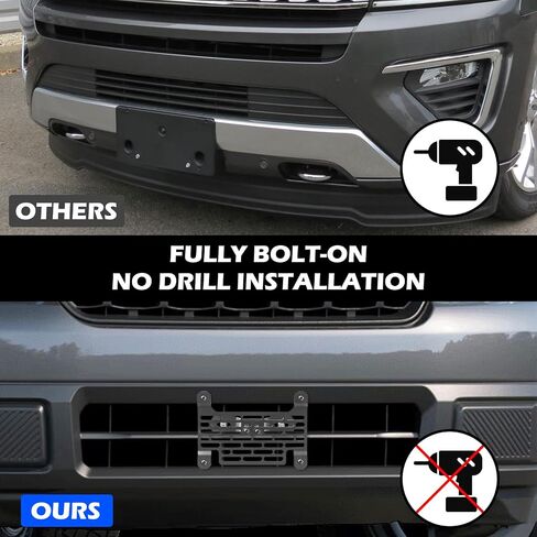 Universal License Plate Frames Front License Plate Bracket, no Drill Front License Plate Holder Compatible with Ford Maverick 2022-2024 (Black) | Fits Most of Vehicle Front Grille in Saudi Arabia