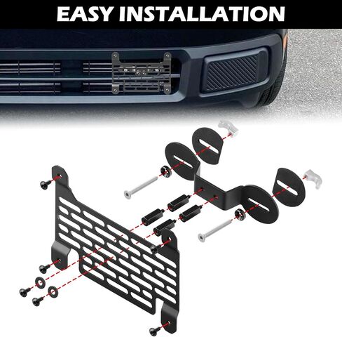 Universal License Plate Frames Front License Plate Bracket, no Drill Front License Plate Holder Compatible with Ford Maverick 2022-2024 (Black) | Fits Most of Vehicle Front Grille in Saudi Arabia