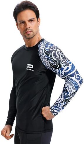 Men's UPF 50+ Long Sleeve Rashguard Shirt Sun Protection Beach Swim Shirt Quick Dry Surfing Shirt in Saudi Arabia
