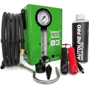 Automotive Smoke Machine Leak Tester for EVAP with Built-in Air Motor and Pressure Gauge – Model 03 - Exhaust Smoke Detector Tools Kit - Car Smoke Machine with Flow Meter and Smoke Fluid, Green