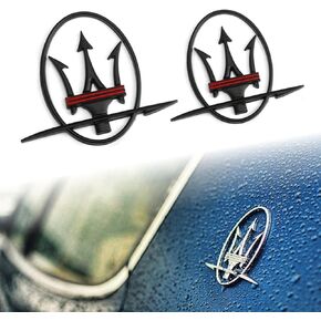 2PC Side Door Trident Emblem Stickers,Meserati 3D Rear Window Badge Compatible with Qvattroporte,Ghiblii Series Accessories(Black New)