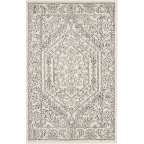 SAFAVIEH Adirondack Collection Accent Rug - 2'6" x 4', Ivory & Silver, Oriental Medallion Design, Non-Shedding & Easy Care, Ideal for High Traffic Areas in Entryway, Living Room, Bedroom (ADR108B)