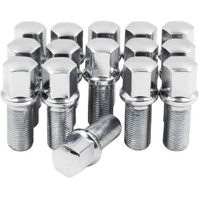 Wheel Accessories Parts Set of 20 Chrome M15x1.25 Lug Bolts Ball Seat with 17mm Hex, 28mm Thread Length Wheel Lug Bolt for Aftermarket Wheels- Fits 2019-2021 Mercedes GLE350, GLE450, GLE580