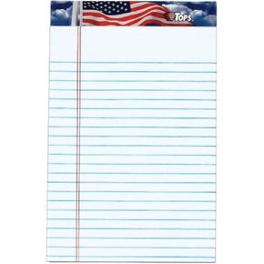 TOPS 75101 American Pride Writing Pad, Narrow, 5 x 8, White, 50 Sheets (Pack of 12)