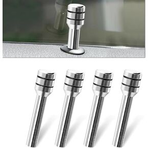 Pack-4 Car Door Lock Knob Covers, 1.92" x 0.47" Alloy Anti-Scratch Door Latch Status Button Kit, Door Deadbolt Safety Decoration, Universal Inner Door Pull Pin Accessory for Cars (Black)