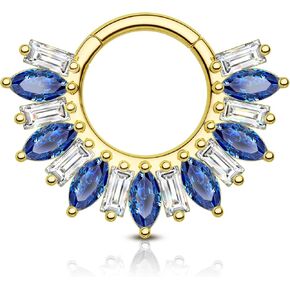 COCHARM Dainty Flower Septum Rings 16G Sparkly Septum Jewelry Clear CZ Helix Daith Earrings for Women Stainless Steel Daith piercing jewelry