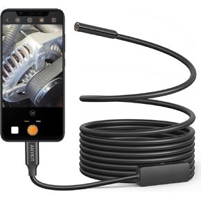 Anykit USB Endoscope Camera with 8 Adjustable LED Lights, Borescope with Semi-Rigid Snake Camera, IP67 Waterproof USB Inspection Camera for Phone & Tablet (9.8 ft)
