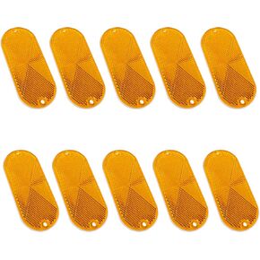 10PCS Front Reflector, Yellow Oval Safety Reflectors for Roads Mailboxes Automobiles Trailer Boats Tunnels Reflector, Self Adhesive Or Drill Quick Mount