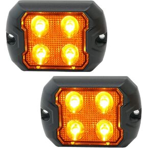 LED Strobe Light Amber Emergency Kit Grille Quad Sync Flashing Surface Mount Hazard Warning Caution Light for Vehicles Off Road SUV Trucks Trailer Boat