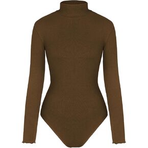 CIDER Women's Solid Turtleneck Bodysuit