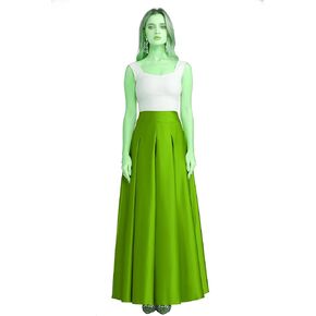 Women's Front Pleated Back Elastic Formal Prom Party Maxi Skirt A-Line Satin Skirts with Pockets