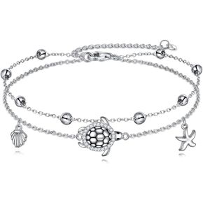 Turtle Anklet for Women S925 Sterling Silver in Summer Beach Anklets for Women Turtle Jewelry Gift for Women Teen Girls