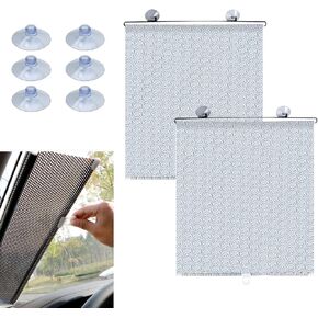 Car Window Sun Shade Side Window, Sun Shade Car Window Shades Retractable for Car Blocks Heat and UV Rays Glare Protection Roller Sunshade Visor for Baby, Kids, Pets, Passengers (Silver, 23.62*15.74")