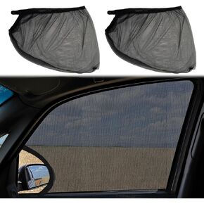 2PCS Car Window Shades, Car Sun Shade for Front Window Baby, Zipper Car Window Cover Screen, Breathable Mesh Heat Insulation Car Window Covers, Car Sun Shade Universal for Cars (Front Window)