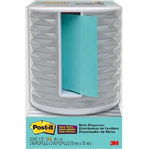 Post-it Note Dispenser with Post-it Pop-up Notes, White Base with Grey Geometric Pattern, 1 Aqua Splash 3 in. x 3 in. Super Sticky Note Pad, Classroom or Office Supplies