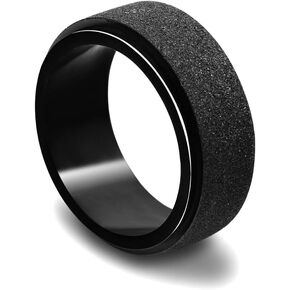 Fashion Black Fidget Spinner Ring Stainless Steel Frosted Band Ring